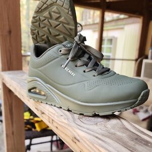 Skechers Womens Olive Green Sneakers